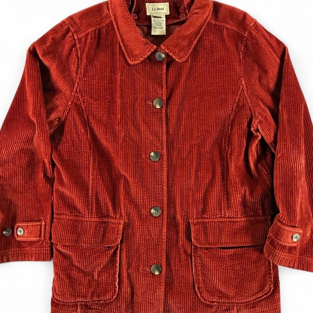 Y2K L.L. Bean Rust Red corduroy jacket. Womens size petite large
